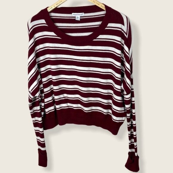Wearing Heart On Your Sleeve Striped Raglan Sweater Red Size Medium Long Sleeves - Picture 1 of 9
